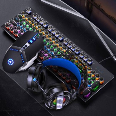 3200dpi Rgb 104 Keys Gaming Keyboard And Usb Wired Mouse Pads Gamer Headset Rainbow Keyboard Gaming Keyboard Set