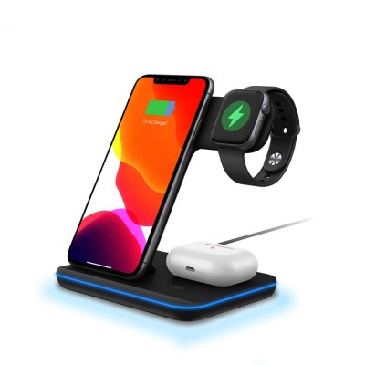 2020 Fast Charger QI 3 in 1 Wireless Charger Stand for Watch, Mobile Phone